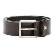 Leren Riem met 'Ther-Flag' Ontwerp Hugo Boss , Brown , Heren