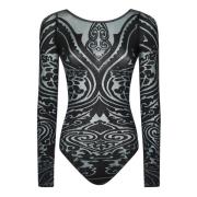 Grijze Topkleding met Paisley Tattoo Motief Wolford , Gray , Dames