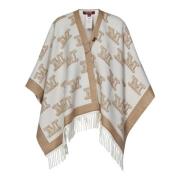 Witte Wol Jacquard Poncho Buitenkleding Max Mara , Multicolor , Dames