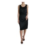 Zwart Zijden Kantdetail Midi Jurk Dolce & Gabbana , Black , Dames