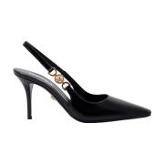 Zwarte Stiletto Pumps met Vierkante Neus Versace , Black , Dames