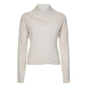 Witte Cable Knit Sweater Aw24 Victoria Beckham , White , Dames