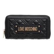 Portemonnee met rits, logo en kaartsleuven Love Moschino , Black , Dam...