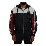 Zwarte Leren Hooded Bomberjack Dolce & Gabbana , Multicolor , Heren