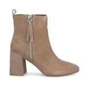 Enkellaars met blokhak en rits Alma EN Pena , Beige , Dames