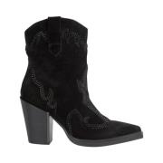 Enkellaars met hak en glitterneus Alma EN Pena , Black , Dames