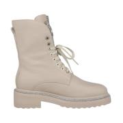 Leren enkellaars met vetersluiting Alma EN Pena , Beige , Dames