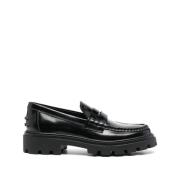 Zwarte Penny-Slot Leren Loafers Tod's , Black , Dames