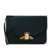 Zwarte Astrakan Leren Clutch Claris Virot , Black , Dames