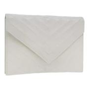 Pre-owned Leather clutches Yves Saint Laurent Vintage , White , Dames