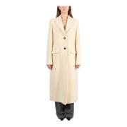 Wollen jas met enkele knoopsluiting en revers Msgm , Beige , Dames