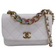 Pre-owned Leather crossbody-bags Chanel Vintage , White , Dames