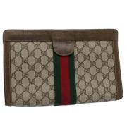 Pre-owned Canvas clutches Gucci Vintage , Beige , Dames