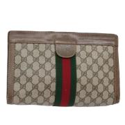 Pre-owned Leather clutches Gucci Vintage , Beige , Dames