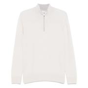 Luxe Cashmere Half-Zip Gebreide Kleding Eleventy , White , Heren