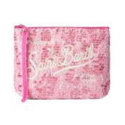 Geborduurd logo tweed clutch met polsband MC2 Saint Barth , Pink , Dam...