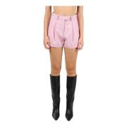 Wol stretch shorts met plooien Msgm , Pink , Dames