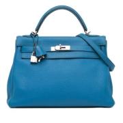 Pre-owned Leather handbags Hermès Vintage , Blue , Dames