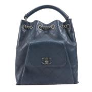 Pre-owned Leather chanel-bags Chanel Vintage , Blue , Dames