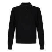 Luxe Zwarte Polo Met Lange Mouwen Brioni , Black , Heren