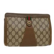 Pre-owned Leather clutches Gucci Vintage , Beige , Dames