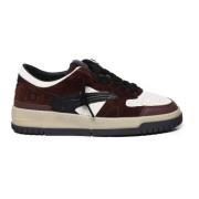 Bruine leren sneakers met logo D.a.t.e. , Brown , Heren