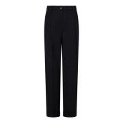 Zwarte Wollen Mix Geplooide Broek Pinko , Black , Dames