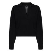 Zwarte V-Hals Trui Elegante Stijl Pinko , Black , Dames