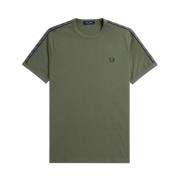 Contrast Tape Ringer T-shirt Fred Perry , Green , Heren