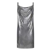 Zilveren Mesh Mini Jurk Aw24 Versace , Gray , Dames