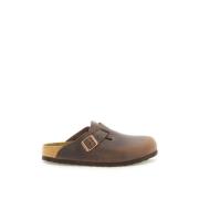 Smalle pasvorm leren Boston sabot Birkenstock , Brown , Heren