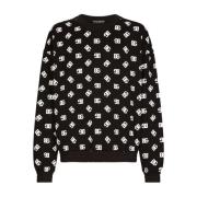 Zwarte Logo Print Trui Dolce & Gabbana , Black , Heren