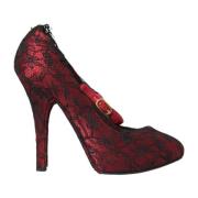 Rode Satijnen Kant Mary Jane Pumps Dolce & Gabbana , Red , Dames