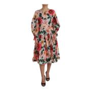 Bloemenprint A-lijn Midi Jurk Dolce & Gabbana , Multicolor , Dames