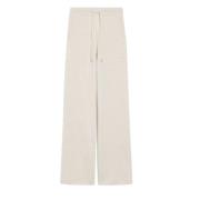 Beige Wol Kasjmier Geribbelde Broek Max Mara , Beige , Dames