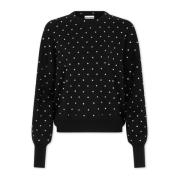 Zwarte Kristal Gebreide Crewneck Sweater Paco Rabanne , Black , Dames