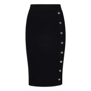 Zwarte Geribbelde Wollen Rok Aw24 Pinko , Black , Dames