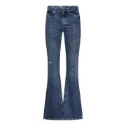 Blauwe Flared Jeans Love Birds Riem Pinko , Blue , Dames