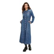 Denim Jurk met Knopen Regular Fit Tommy Hilfiger , Blue , Dames