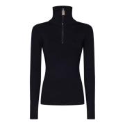 Midnight Blue Turtleneck Sweater Aw24 Victoria Beckham , Blue , Dames