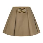 Beige Geplooide Mini Rok Balmain , Beige , Dames