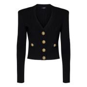 Zwart Gebreid Vest Aw24 Balmain , Black , Dames