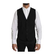 Klassiek Zwart Wol Formeel Jurk Vest Dolce & Gabbana , Black , Heren