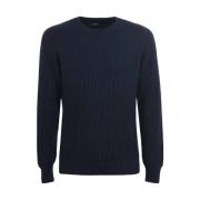 Merino Wol Ronde Hals Trui K-Way , Blue , Heren