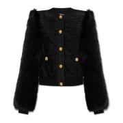 Jas met mouwen afgewerkt met imitatiebont Balmain , Black , Dames