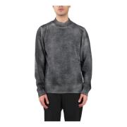 Wollen Mix Ribbel Half-Zip Trui Mauro Grifoni , Black , Heren