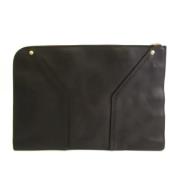 Pre-owned Leather clutches Yves Saint Laurent Vintage , Black , Dames