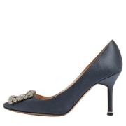 Pre-owned Satin heels Manolo Blahnik Pre-owned , Gray , Dames