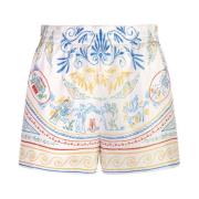 Multicolor Zijden Twill Bedrukte Shorts Casablanca , Multicolor , Dame...