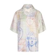 Multicolor Tennis Play Zijden Shirt Casablanca , Multicolor , Dames